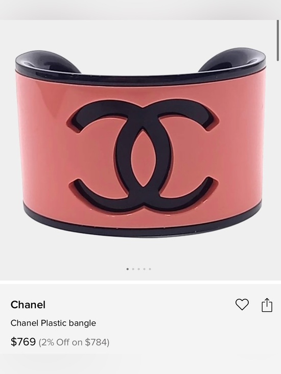 CHANEL Accessories - CHANEL Blue Resin Cuff with Black Interlocking CC